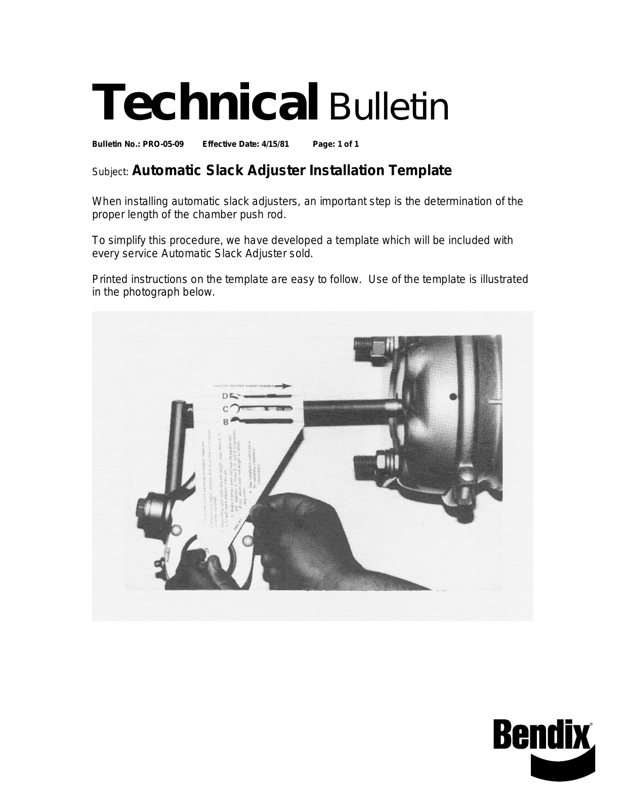 BENDIX TCH-005-009 User Manual