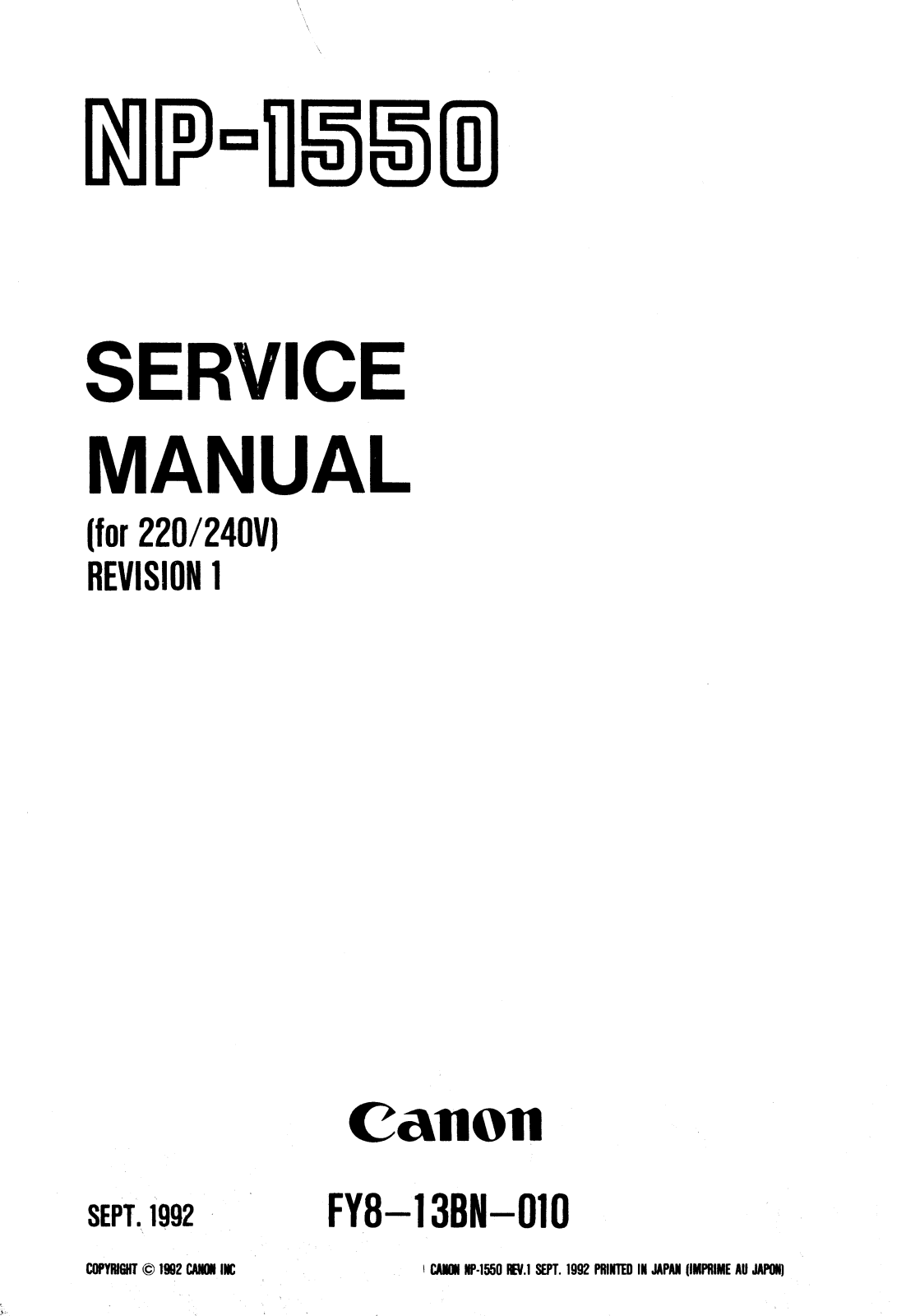 Canon NP-1550 Service manual