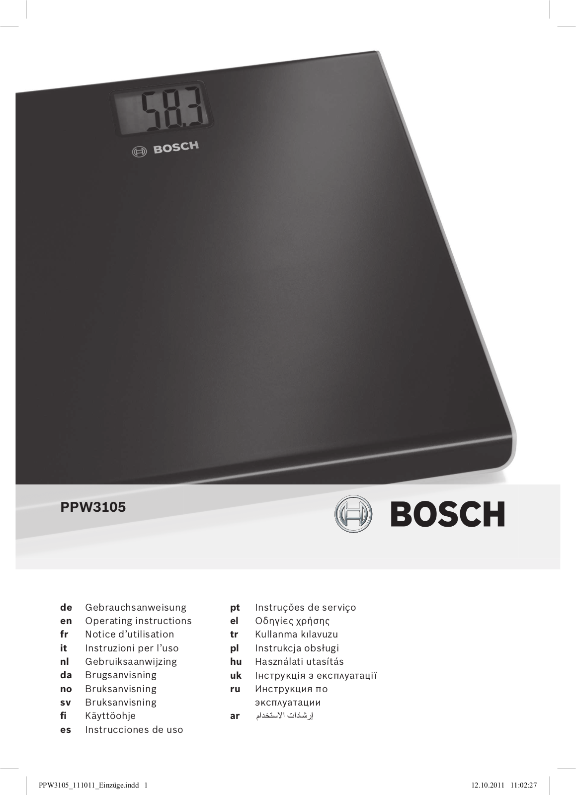 Bosch PPW3105 User Manual