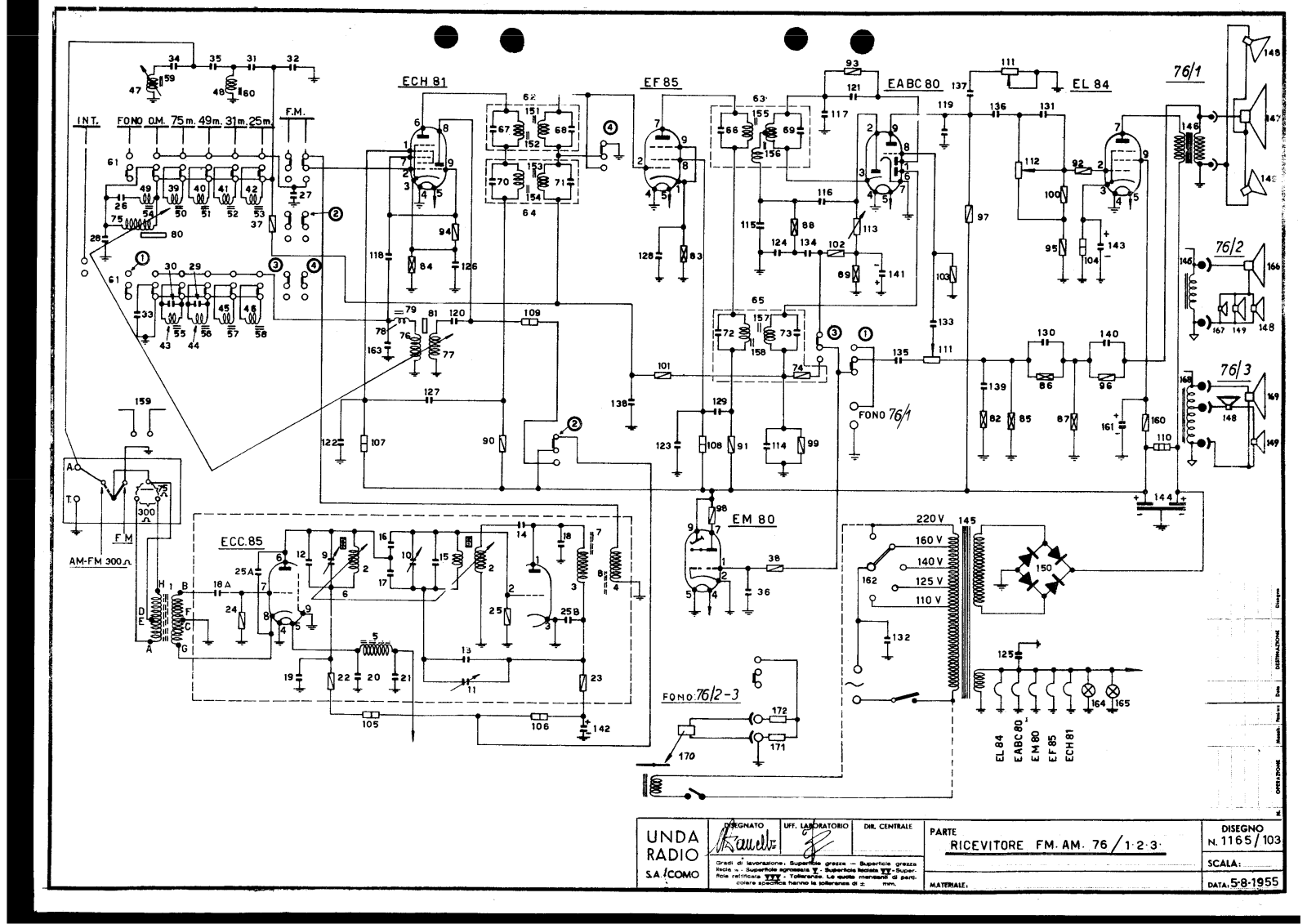 Unda Radio 76 1, 76 2, 76 3 schematic