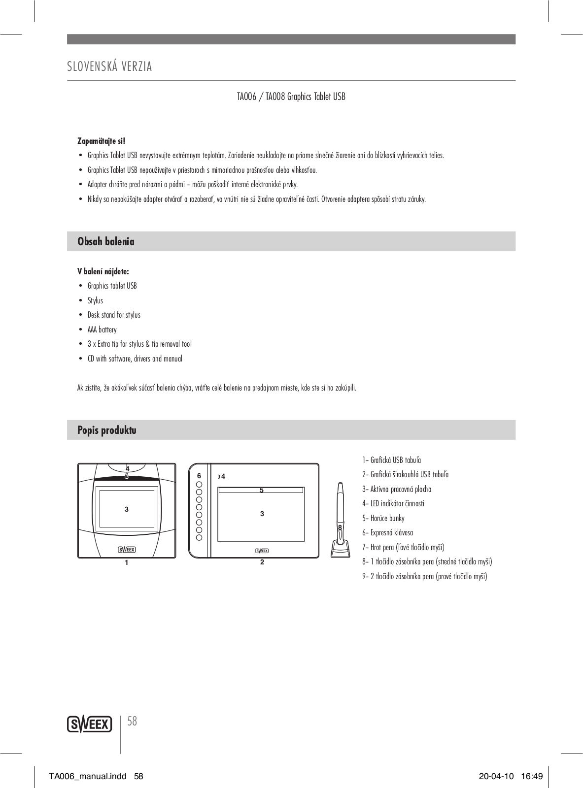 Sweex TA006, TA008 User Manual