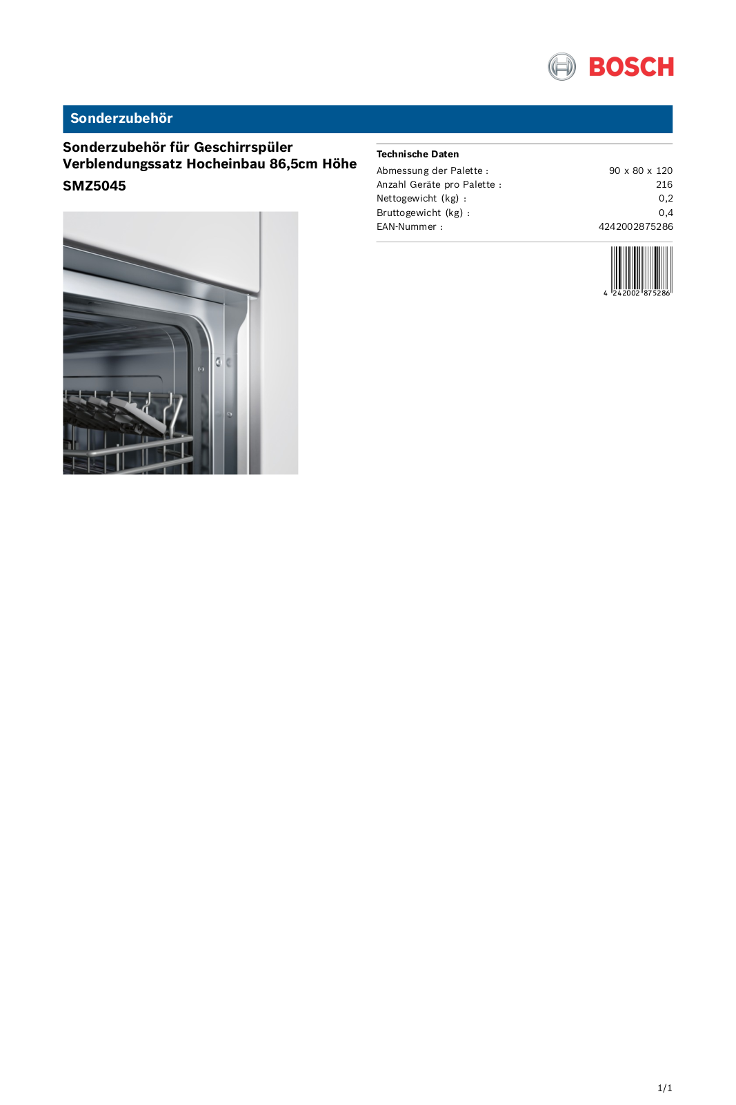 Bosch SMZ5045 User Manual