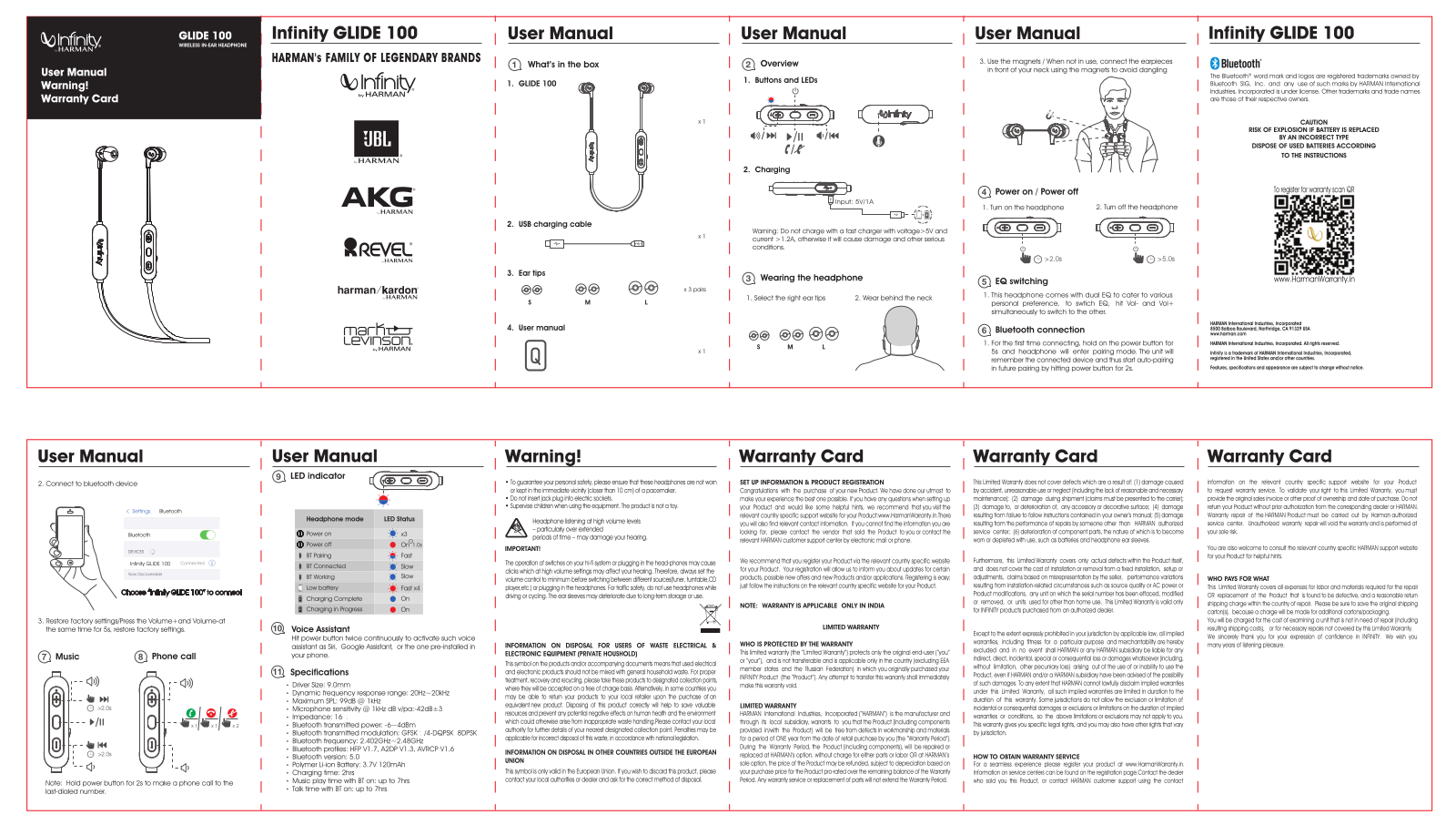 JBL Infinity Glide 100 In-Ear User Manual