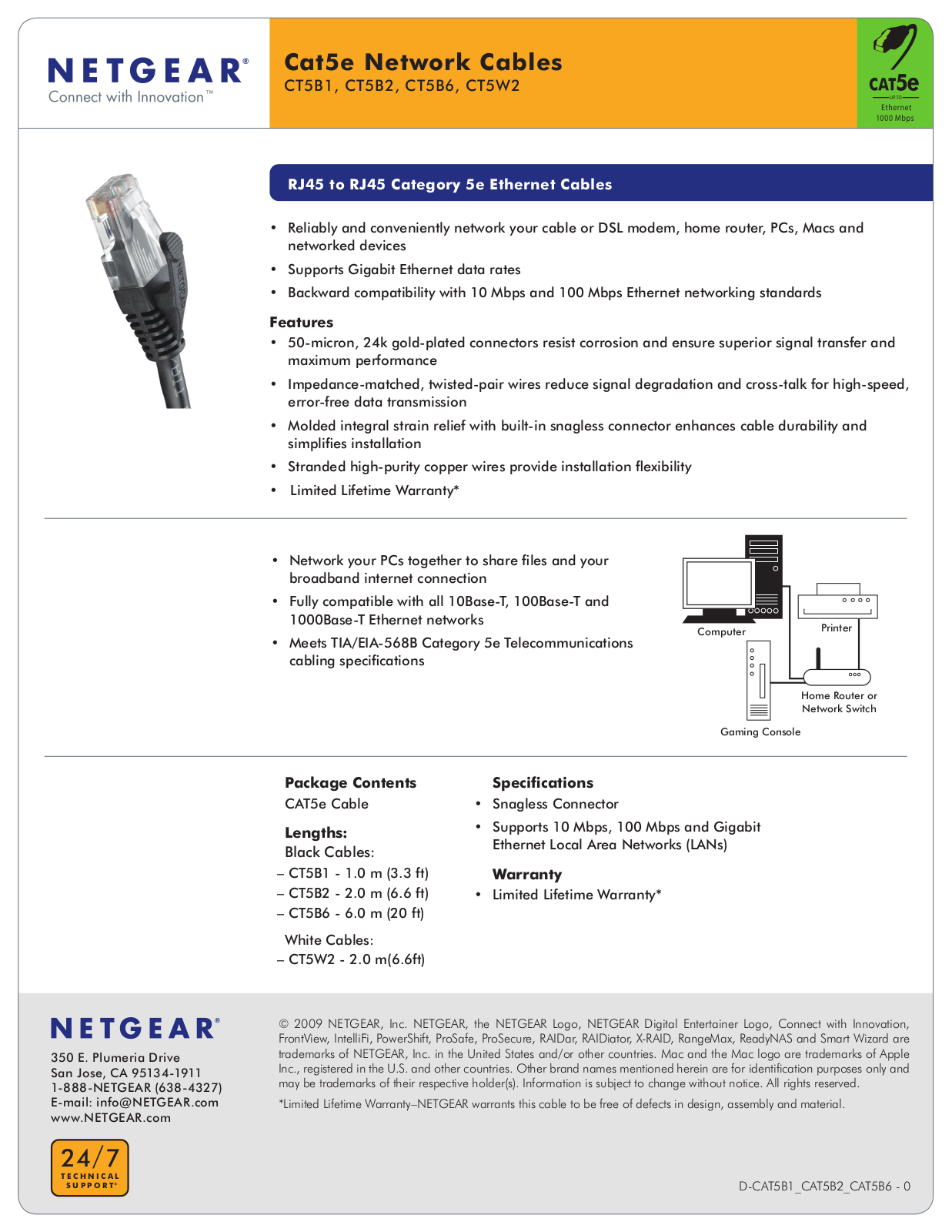 Netgear CT5B1, CT5B2, CT5B6, CT5W2 Data Sheet