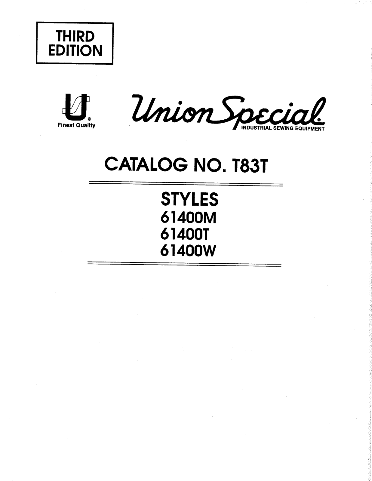 Union Special 61400M, 61400T, 61400W Parts List