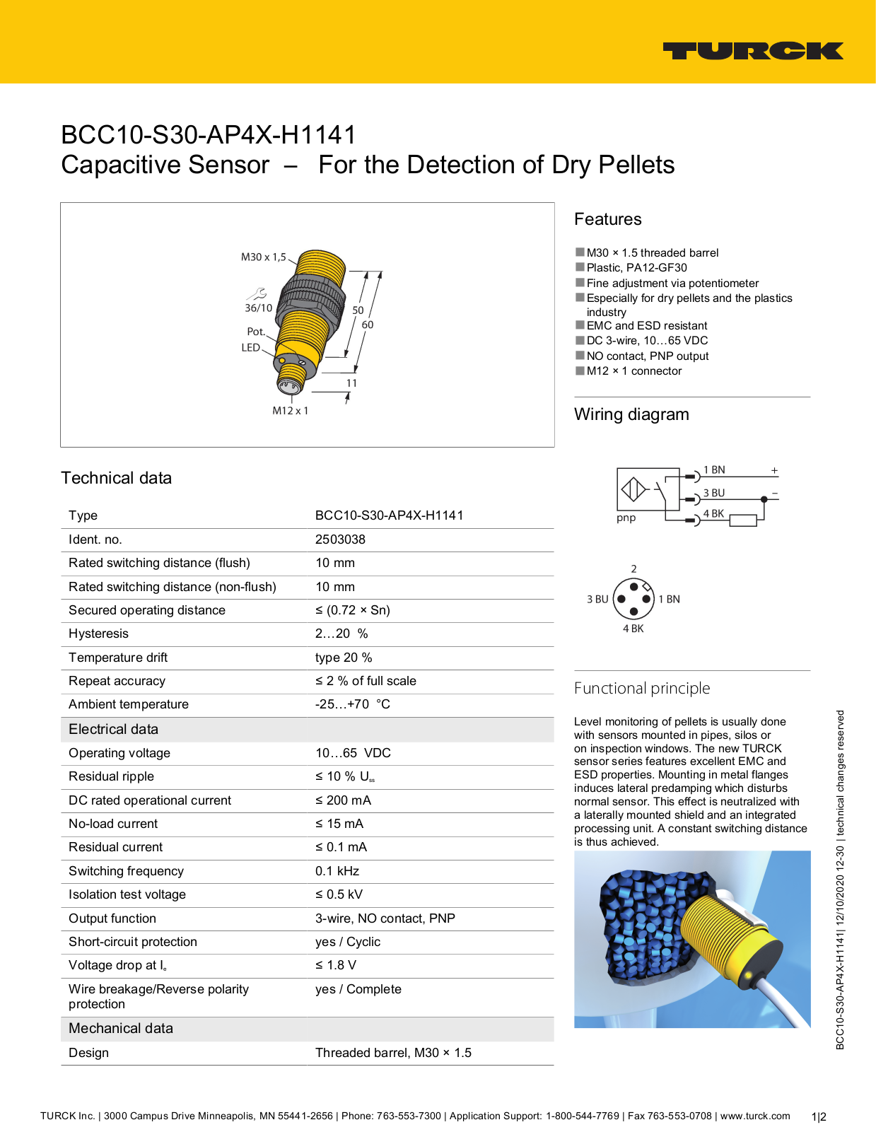 TURCK BCC10-S30-AP4X-H1141 Specifications