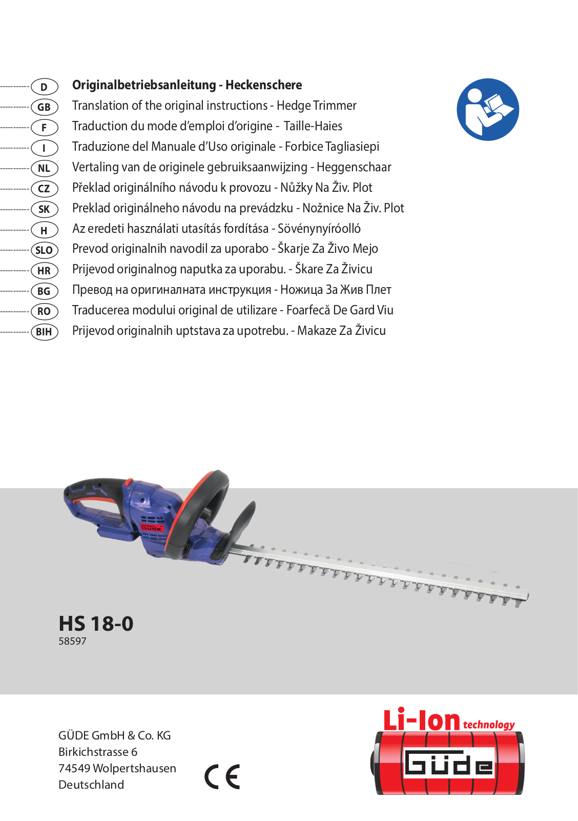 GÜDE HS 18-201-05 operation manual