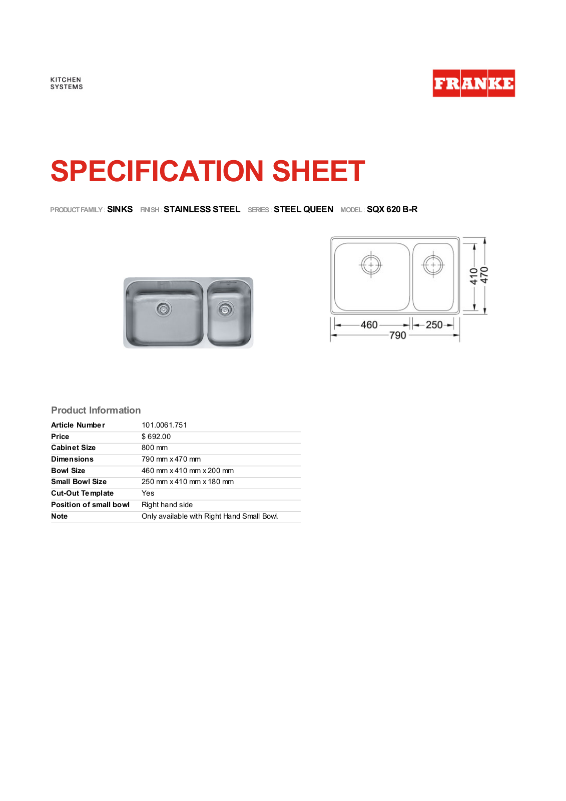 Franke Foodservice SQX 620 B-R User Manual