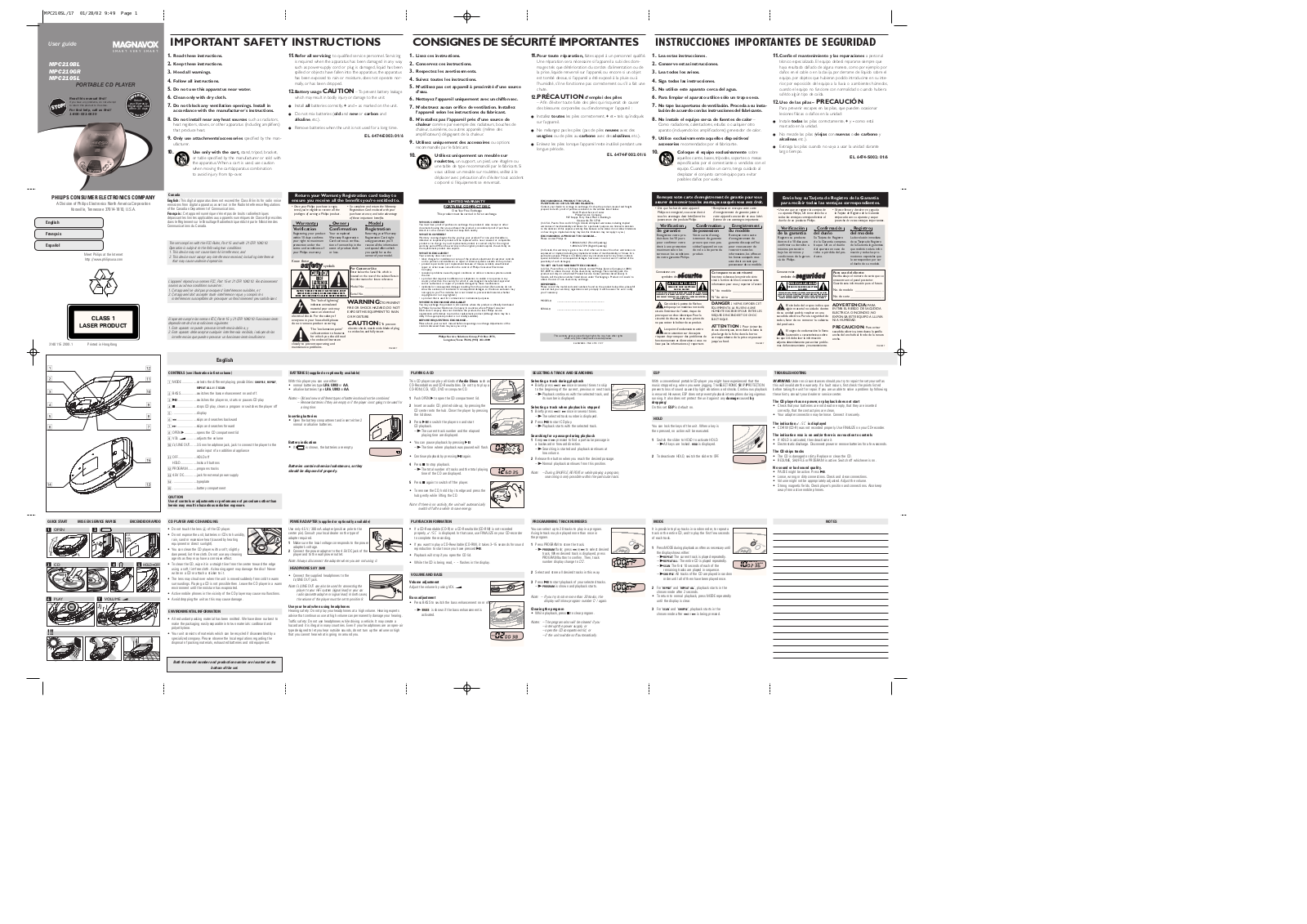 Philips MPC210BL User manual