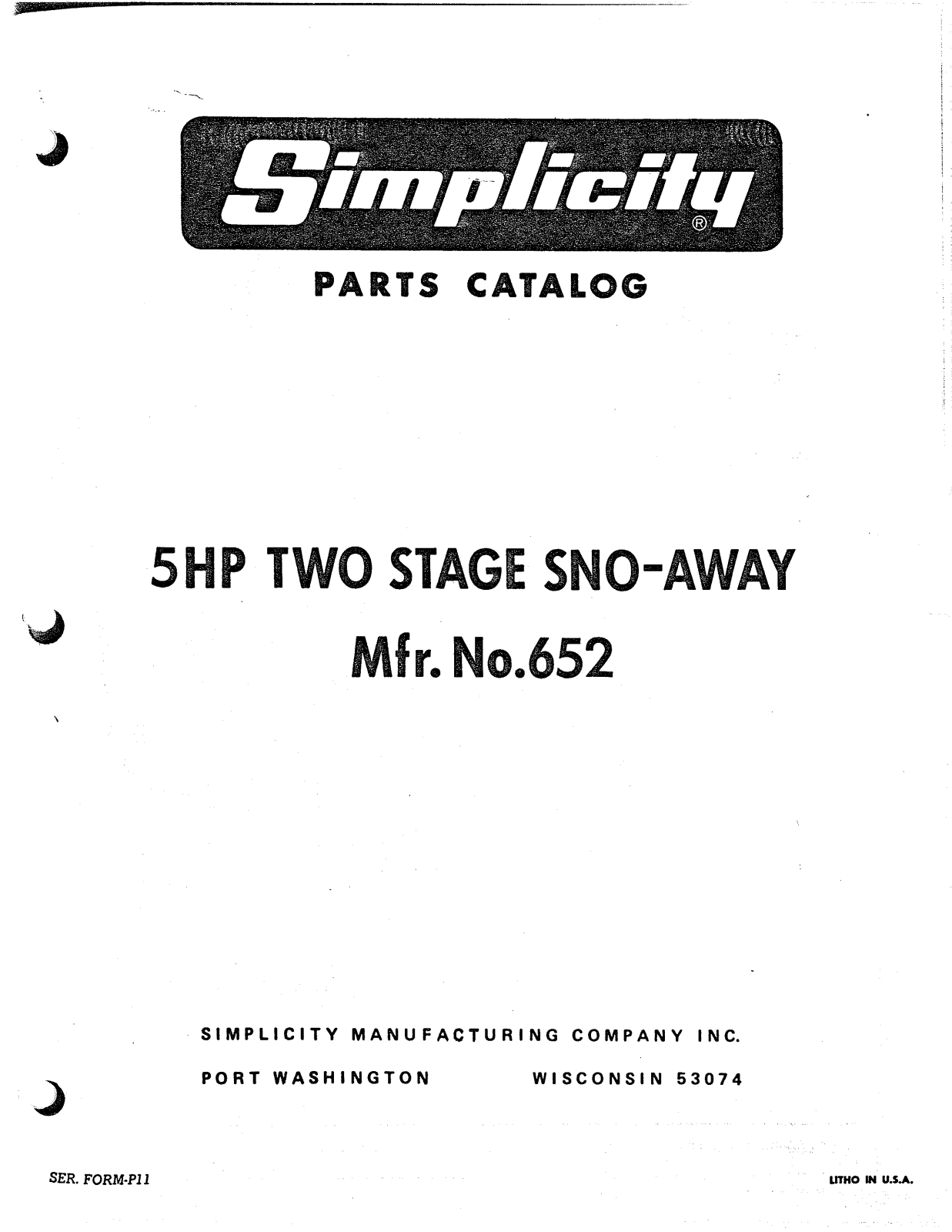 Simplicity 652 User Manual