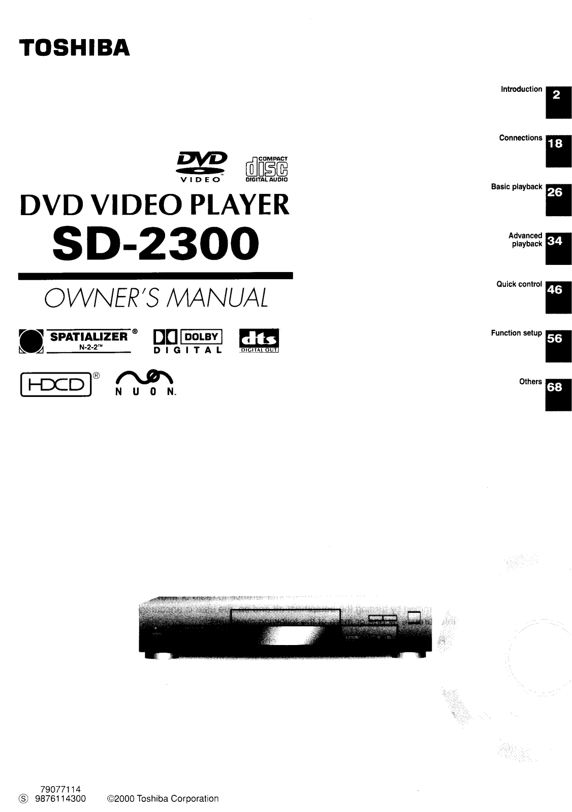 Toshiba SD-2300 Owners manual