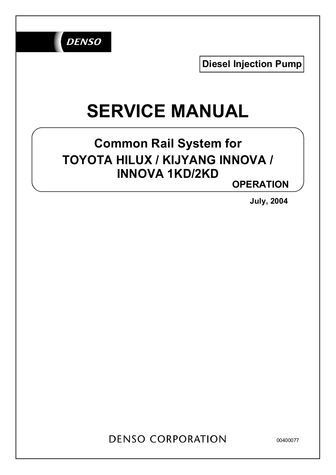 Toyota Kijang Innova 2003 User Manual