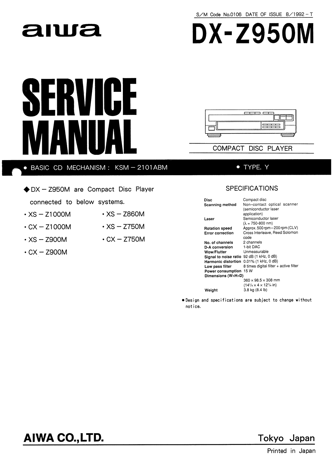 AIWA DX Z950M Service Manual