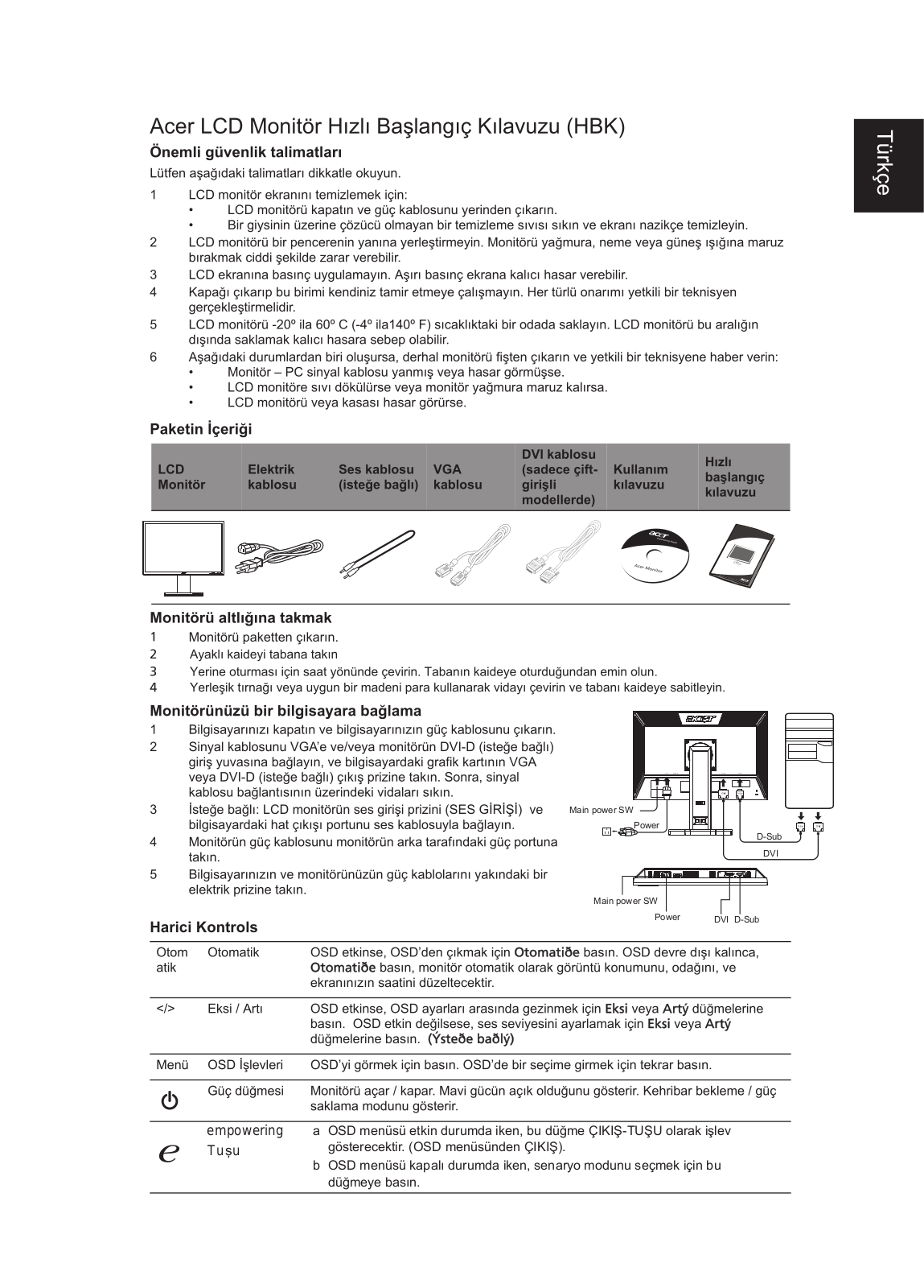 Acer ASPIRE X1300, B243H, ASPIRE M1800, B243HL User Manual