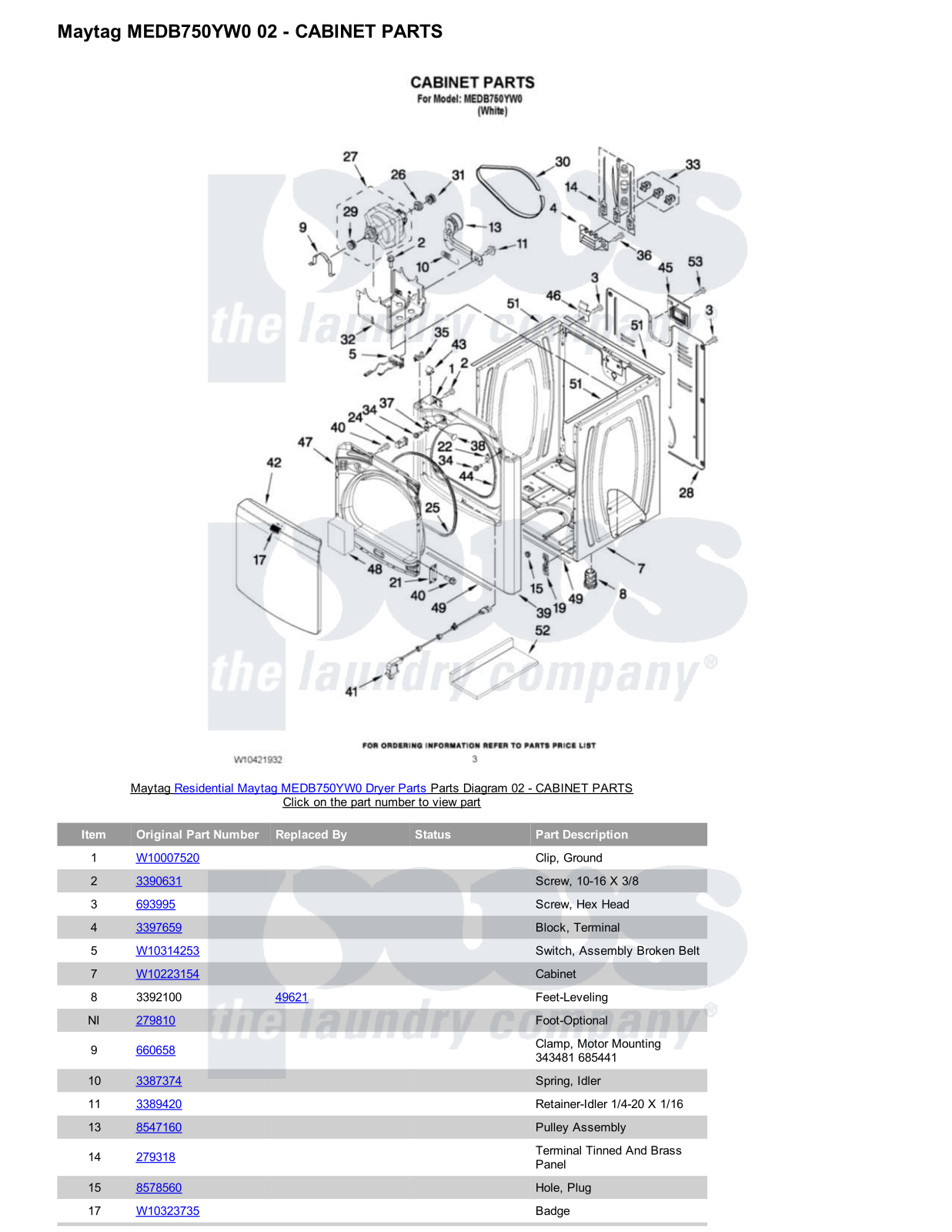 Maytag MEDB750YW0 Parts Diagram