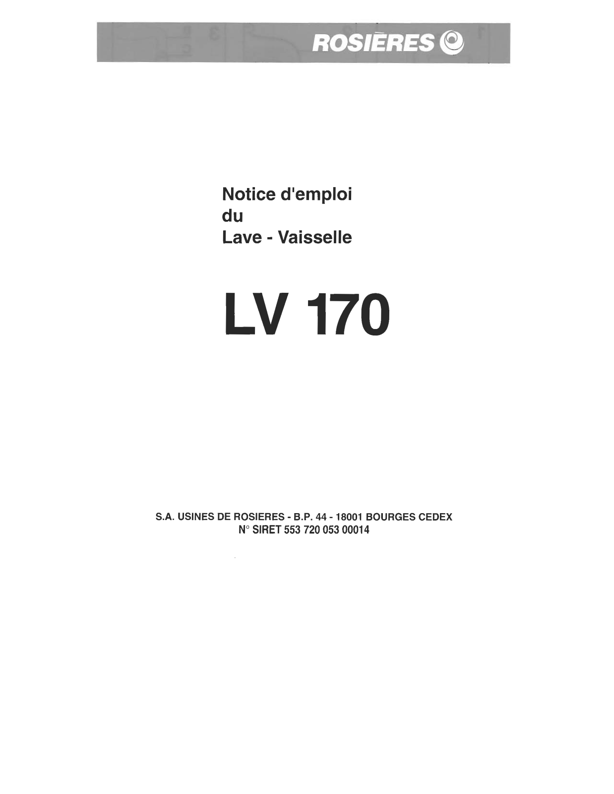 Rosières LV170PN User Manual