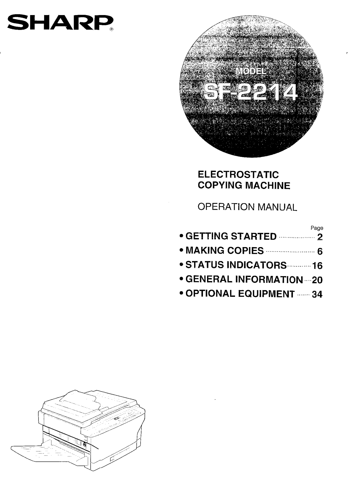 Sharp SF-2214 Operation Manual