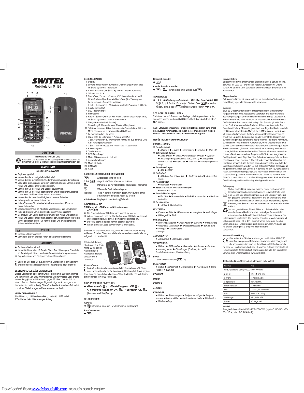 switel M 135 Quick Start Manual