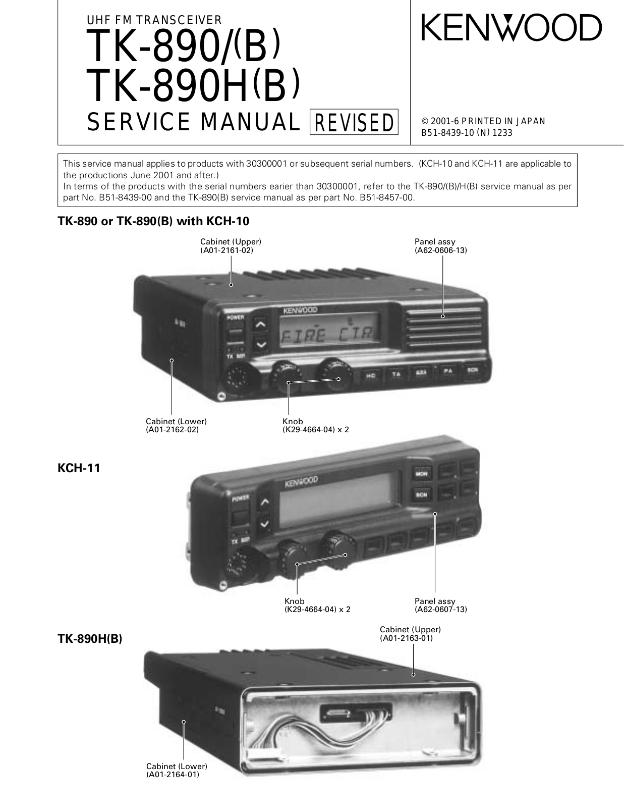 Kenwood TK-890H, TK-890 Service Manual