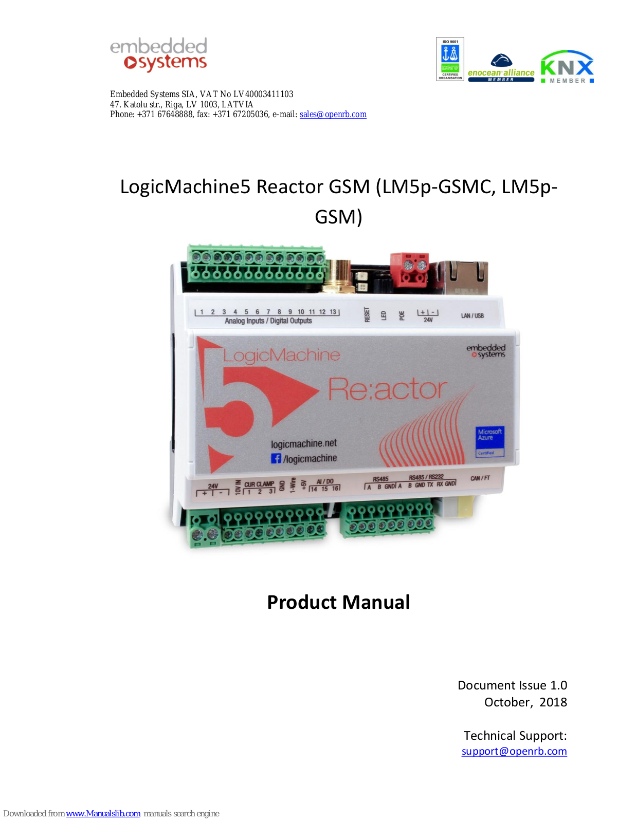 Embedded Systems LM5p-GSMC, LM5p-GSM, LogicMachine5 Product Manual