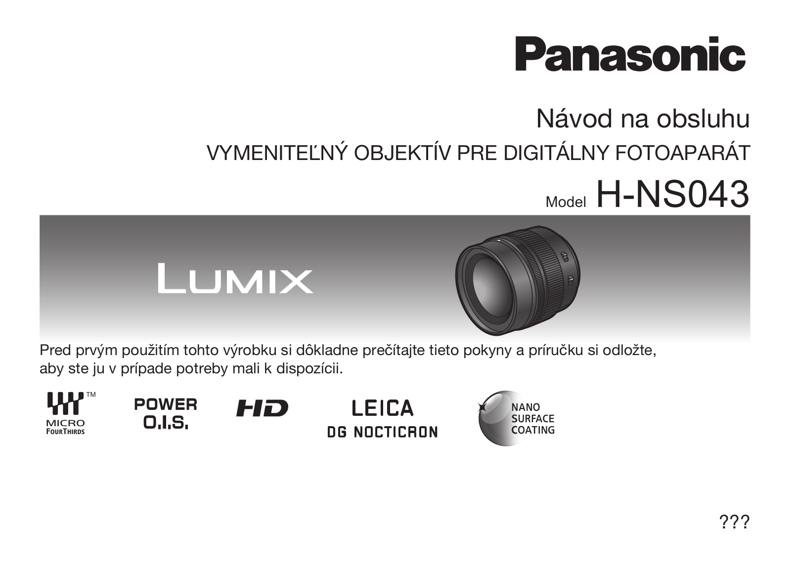 Panasonic HNS043 User Manual