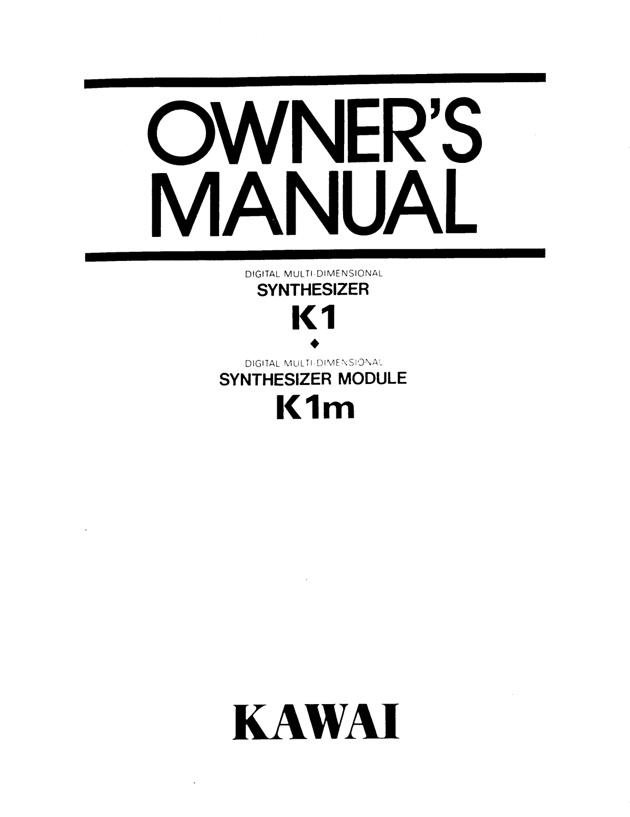 Kawai K1m Owner's Manual