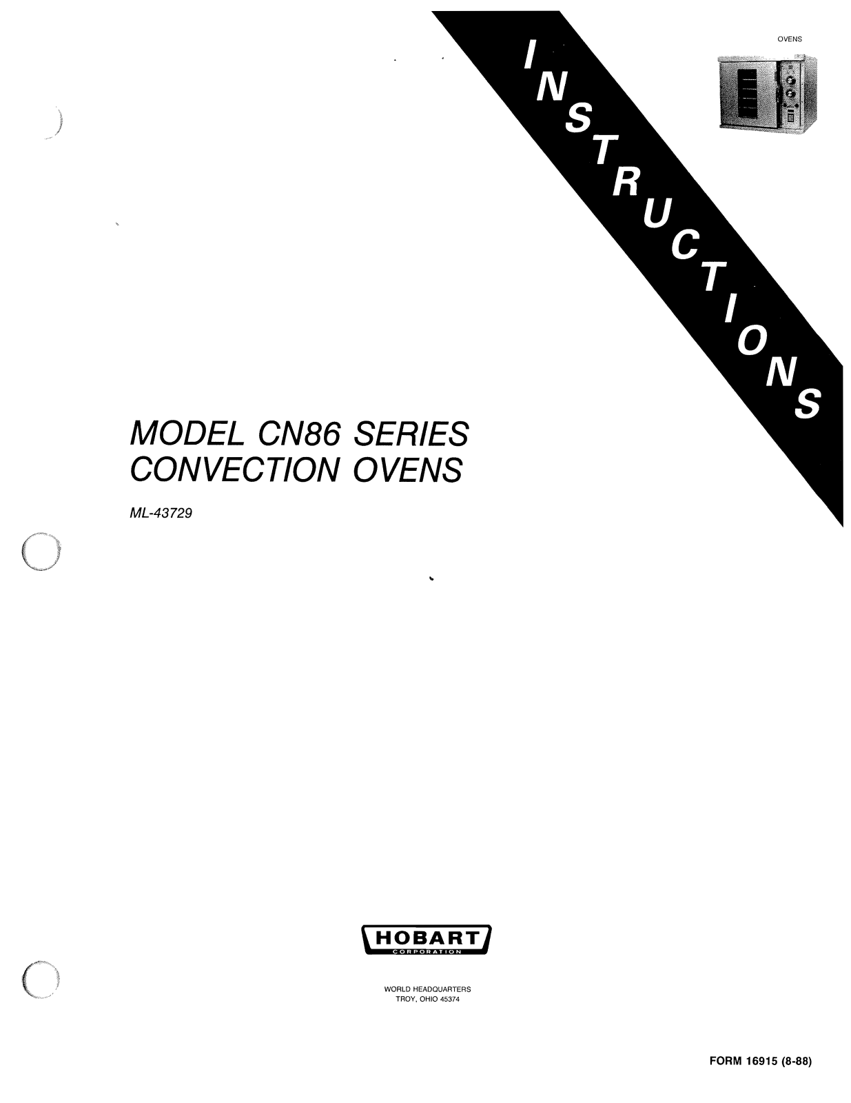 Hobart CN863 Installation Manual