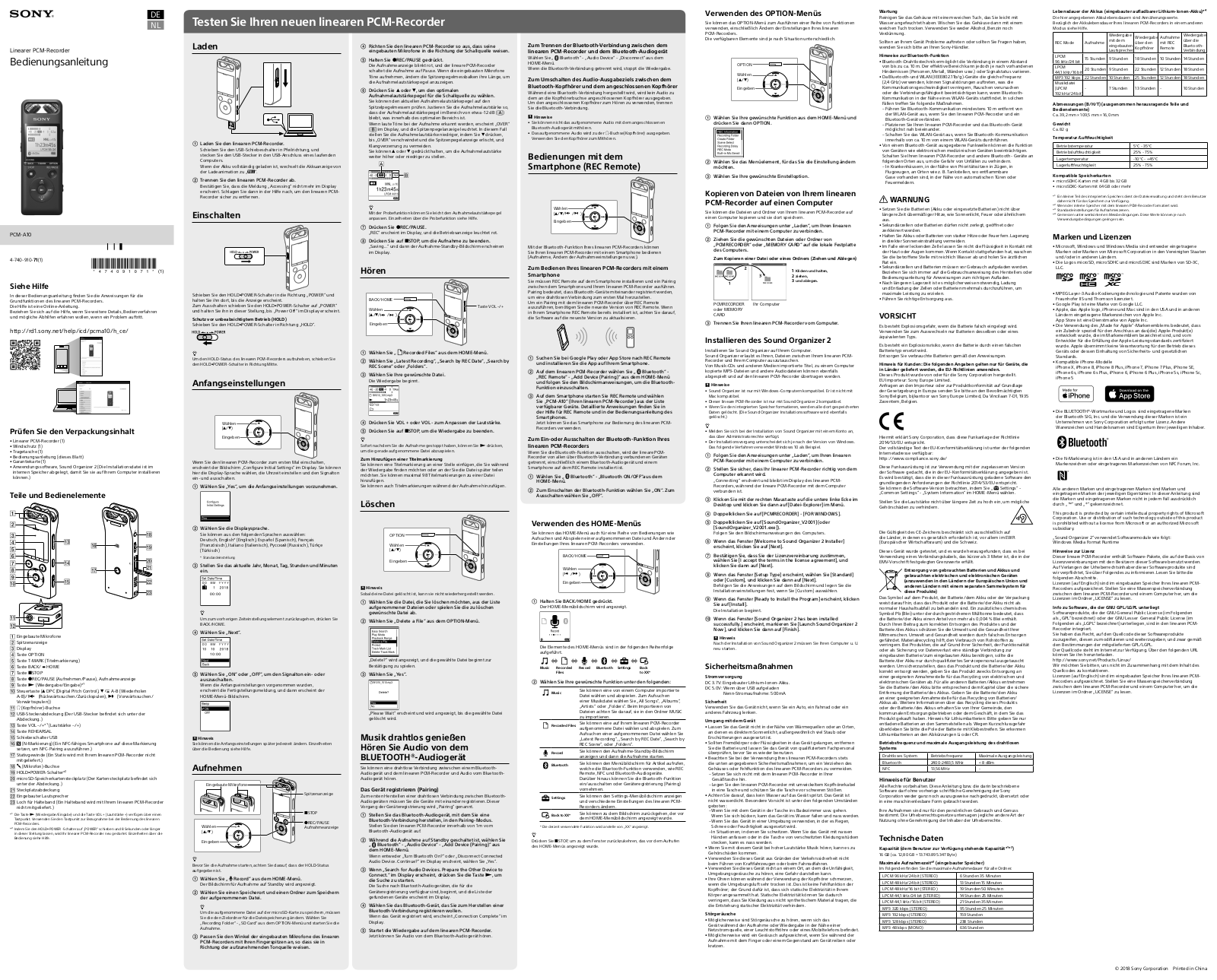 Sony PCM-A10 Operation Manual