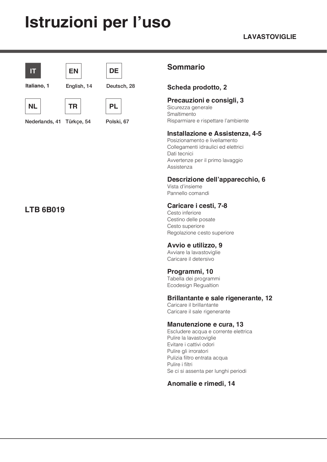 Hotpoint LTB 6B019 C EU User Manual