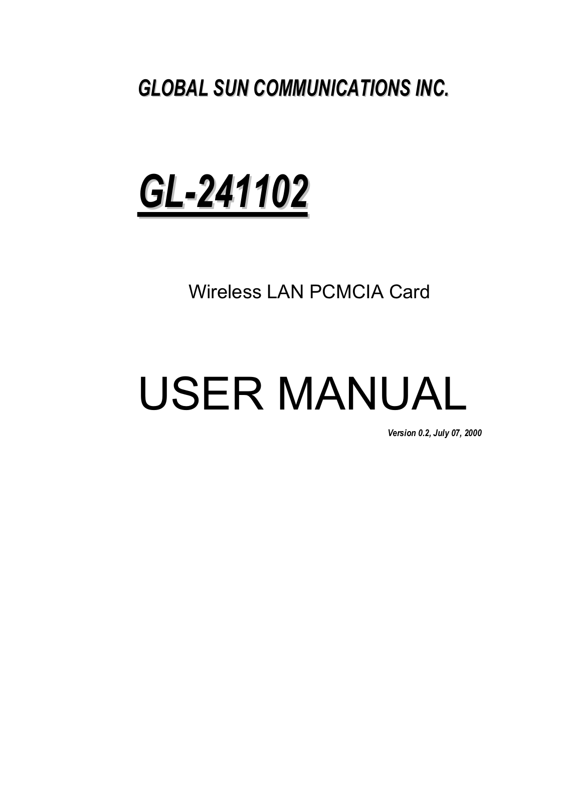 Global Sun Technology GL2411020700 Users Manual