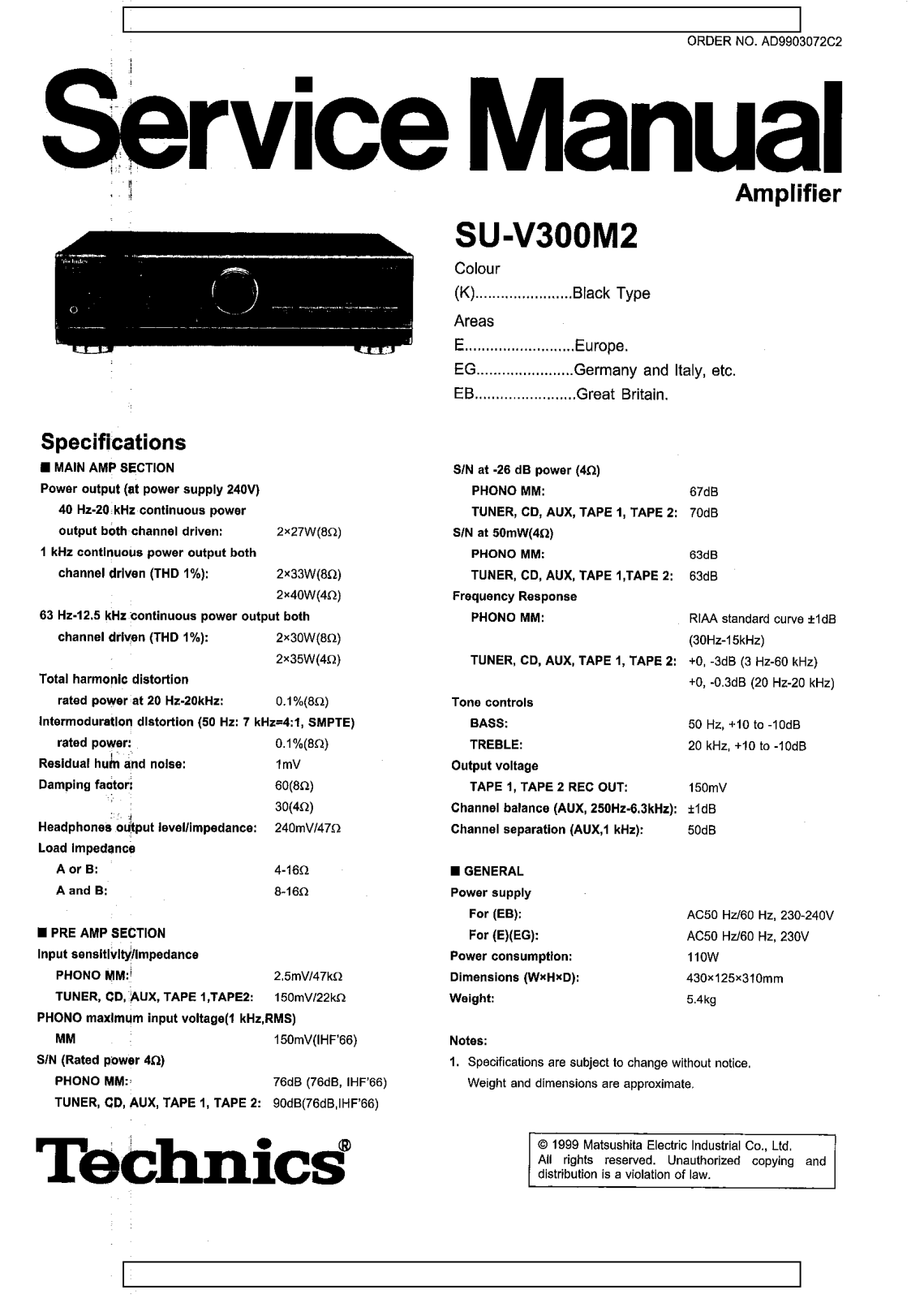 Technics SU-V-300-MkII Service Manual