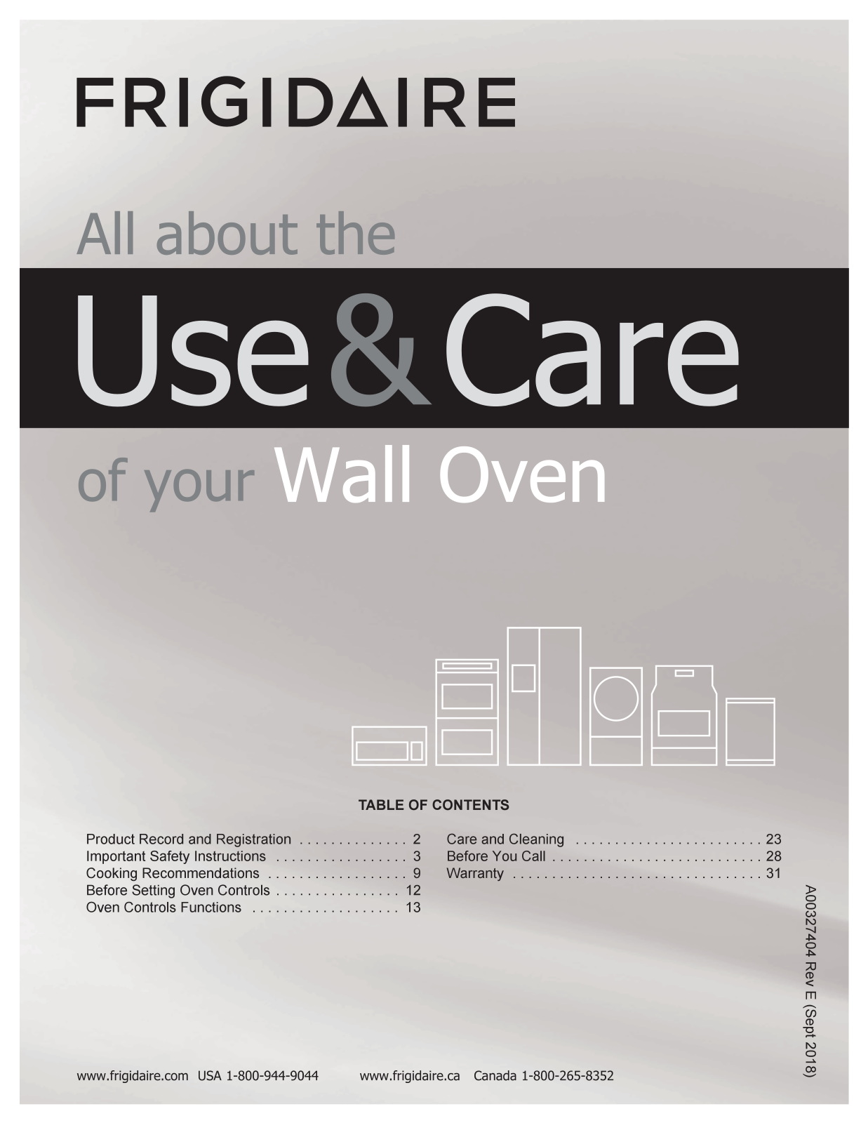 Frigidaire FFGW2426USA, FFGW2426UWB, FFGW2426UWA, FFGW2426USB, FFGW2426UBB Owner’s Manual