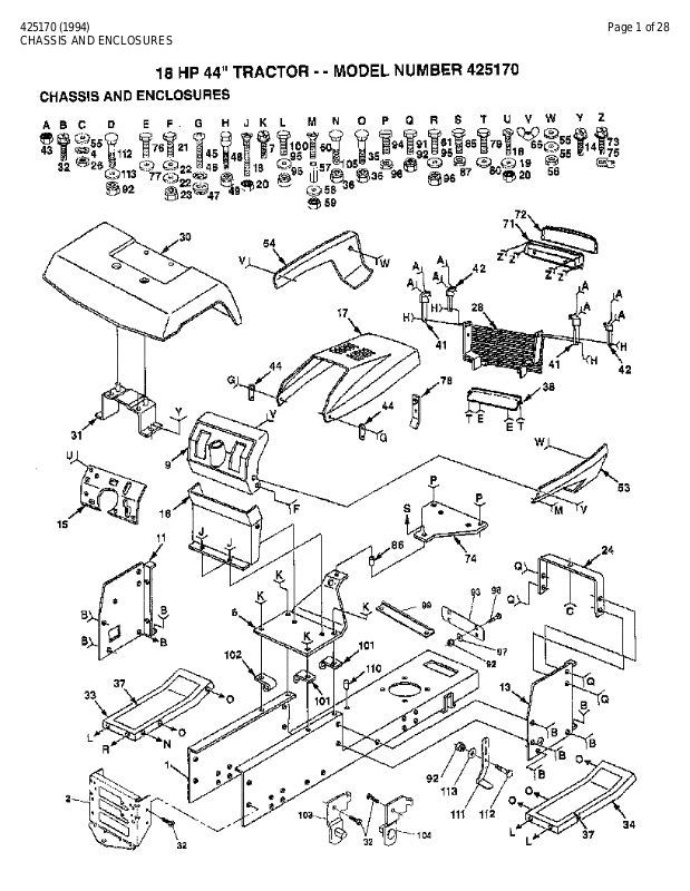 AYP 425170 Parts List