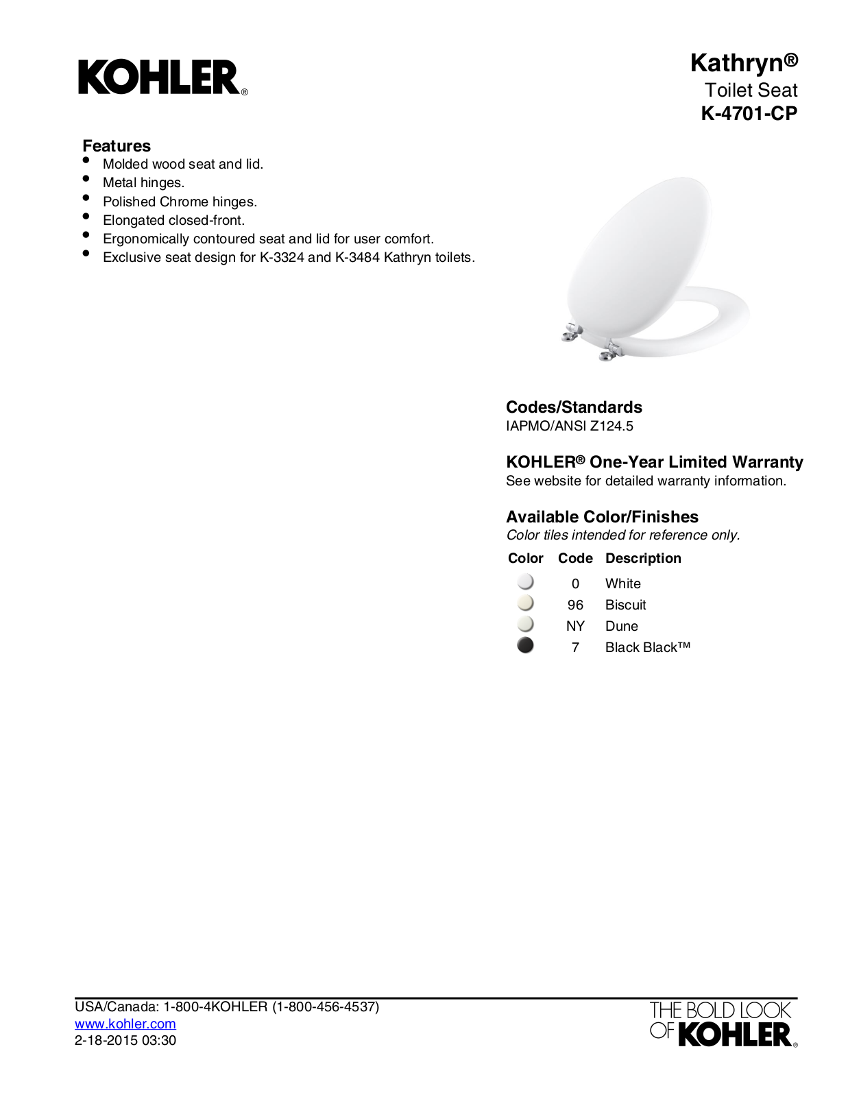 Kohler KOH19360 Specifications - ManualMachine.com