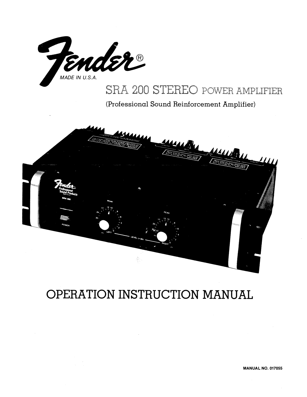 Fender SRA 200 User Manual