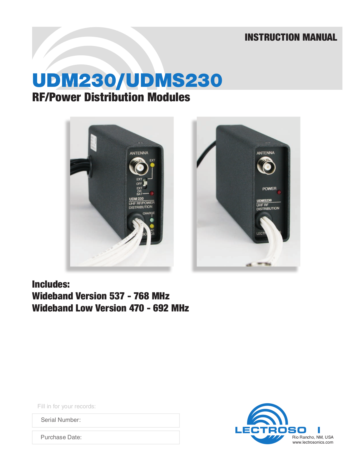 Lectrosonics UDM230 User Manual