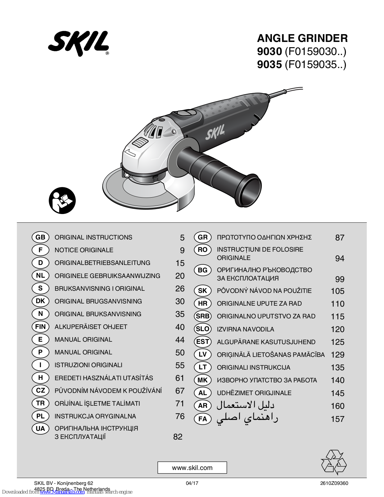 Skil 9030, 9035, F0159030 SERIES, F0159035 SERIES Original Instructions Manual