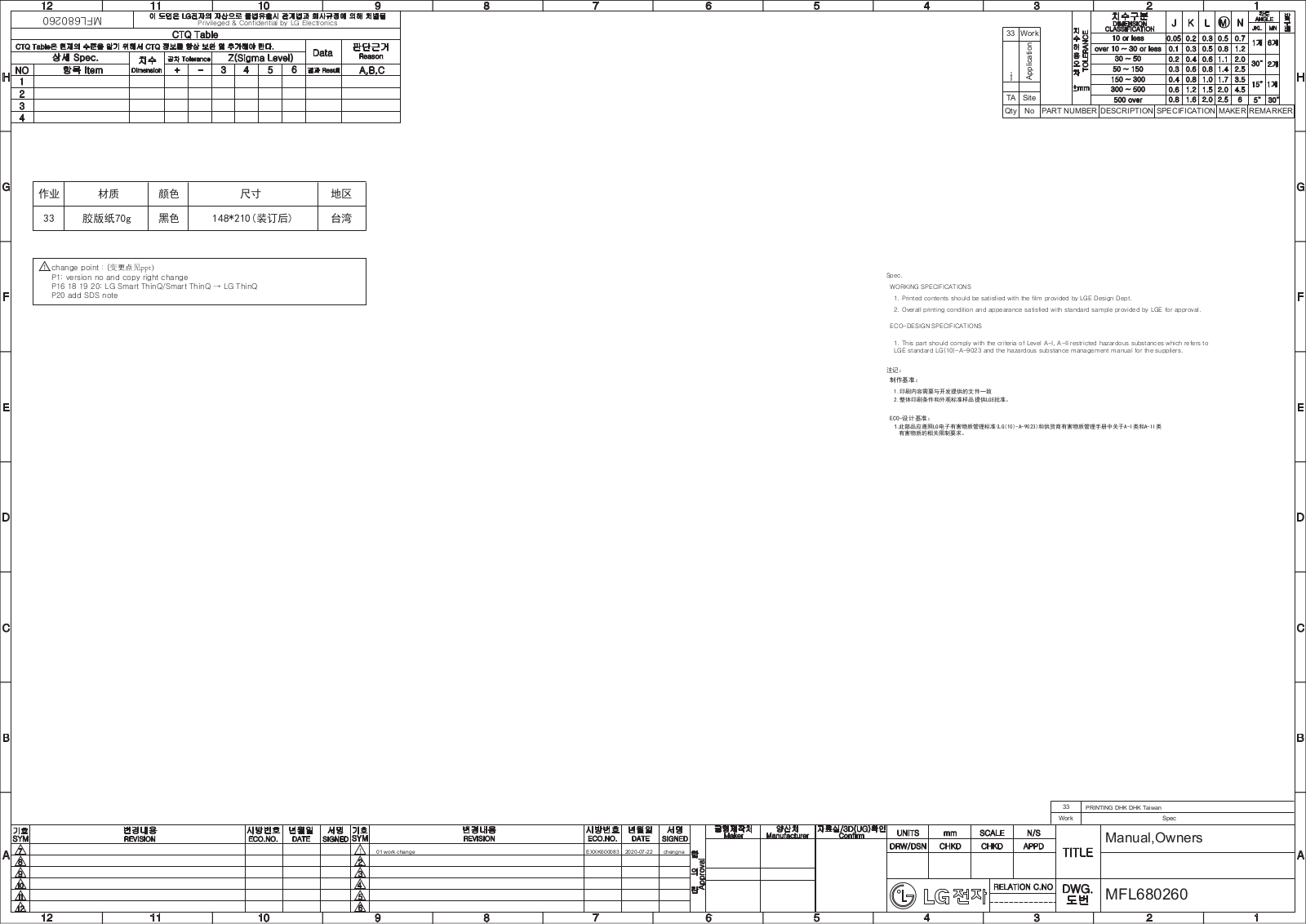 LG MD191QGK1 User manual