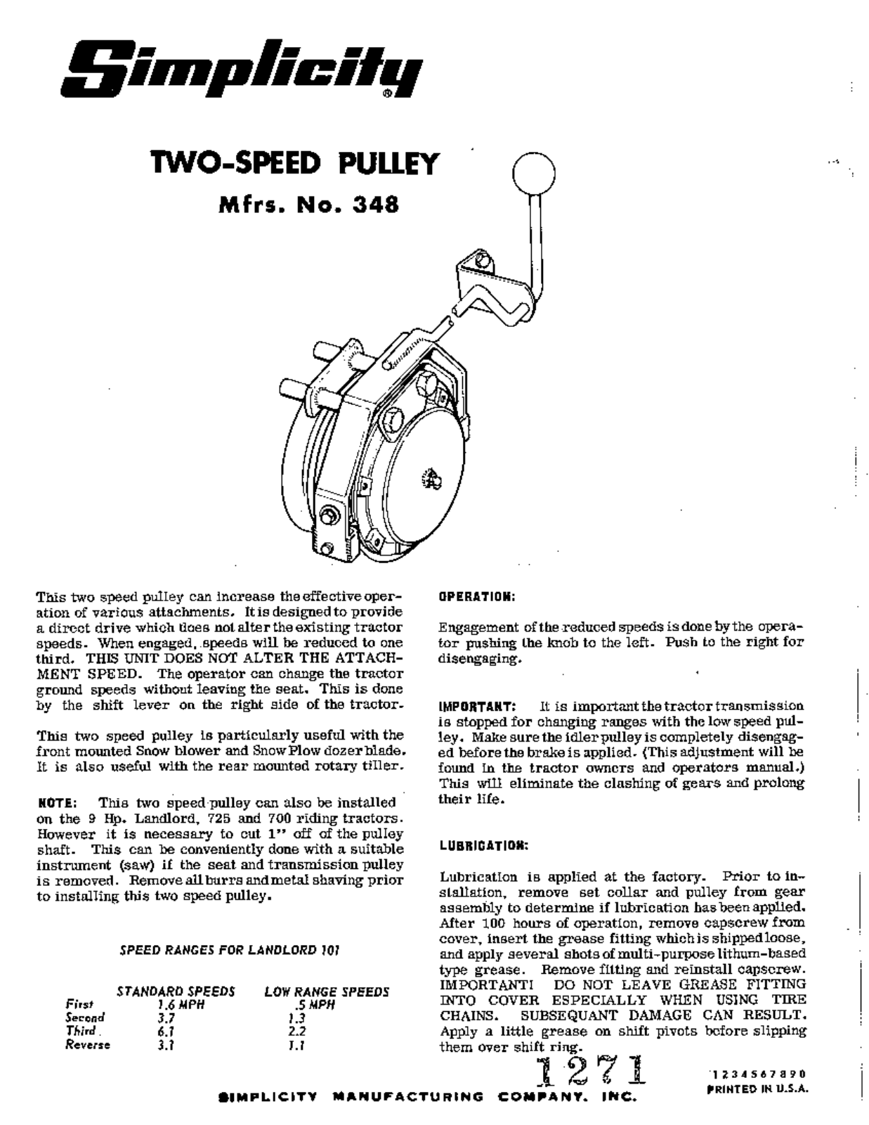 Simplicity 348 User Manual