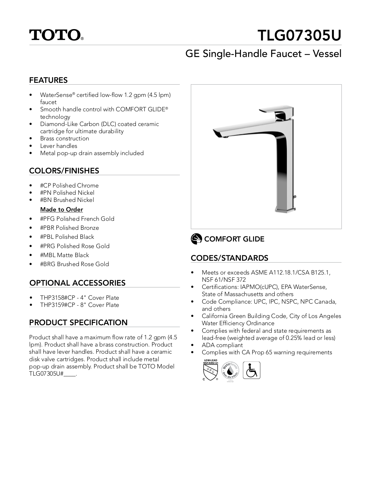 TOTO SBSA1613 Specifications - ManualMachine.com