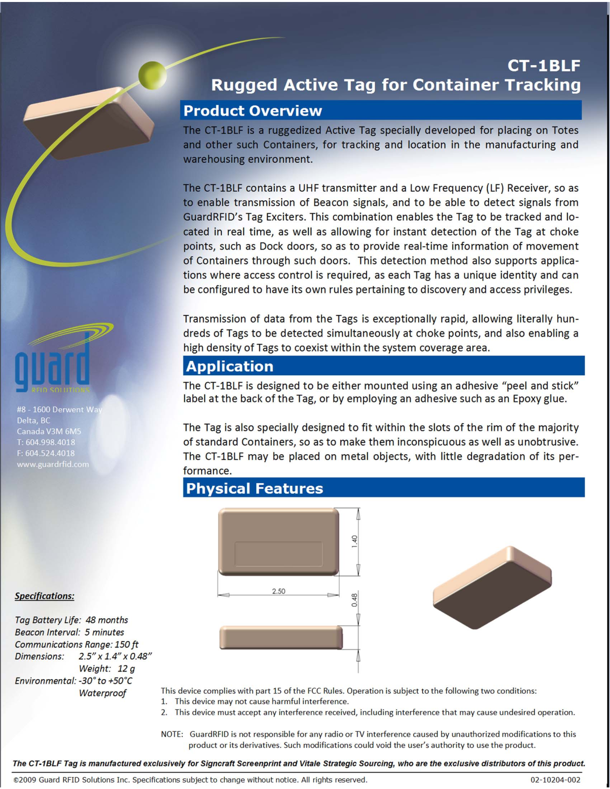 Guard RFID Solutions CT1 Users manual