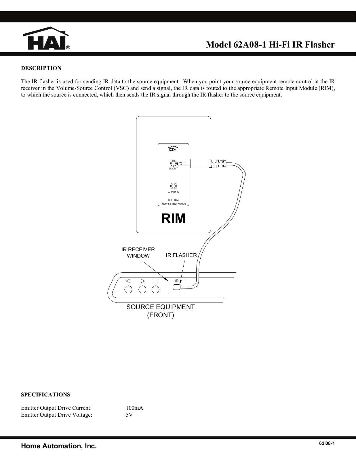 Home Automation 62A08-1 User Manual