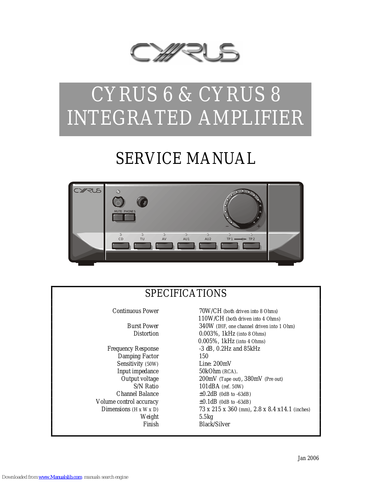 Cyrus 6, CYRUS 8 Service Manual