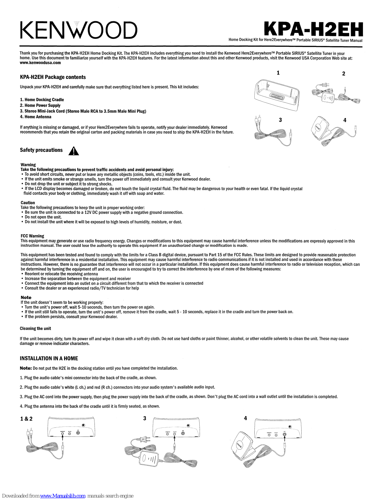 Kenwood KPA-H2EH - Home Docking Kit User Manual