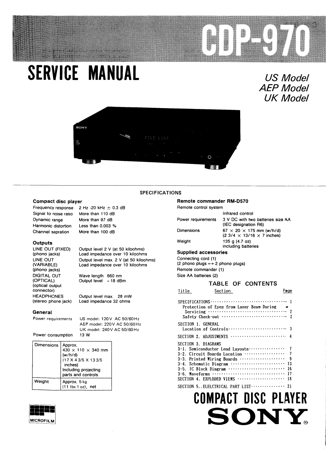 Sony CDP-970 Service manual