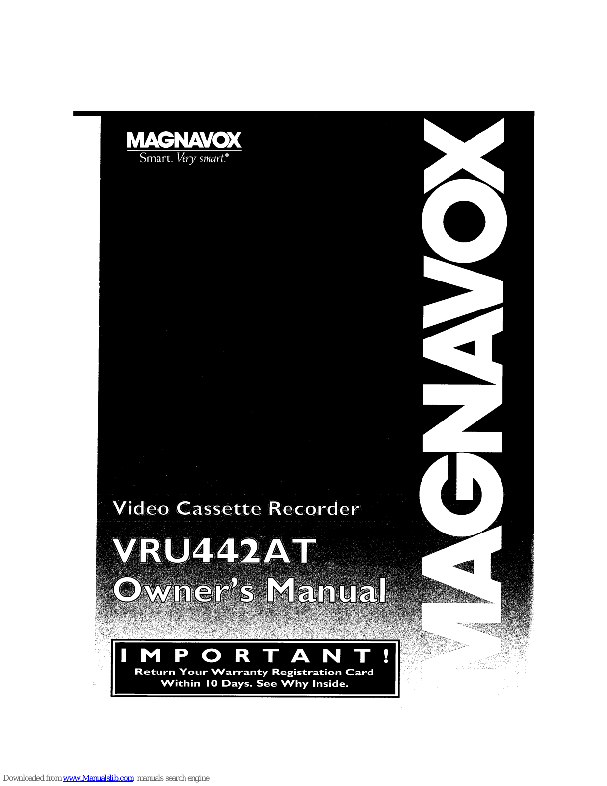 Magnavox VRU442AT99 - 4 Hd Vcr Owner's Manual