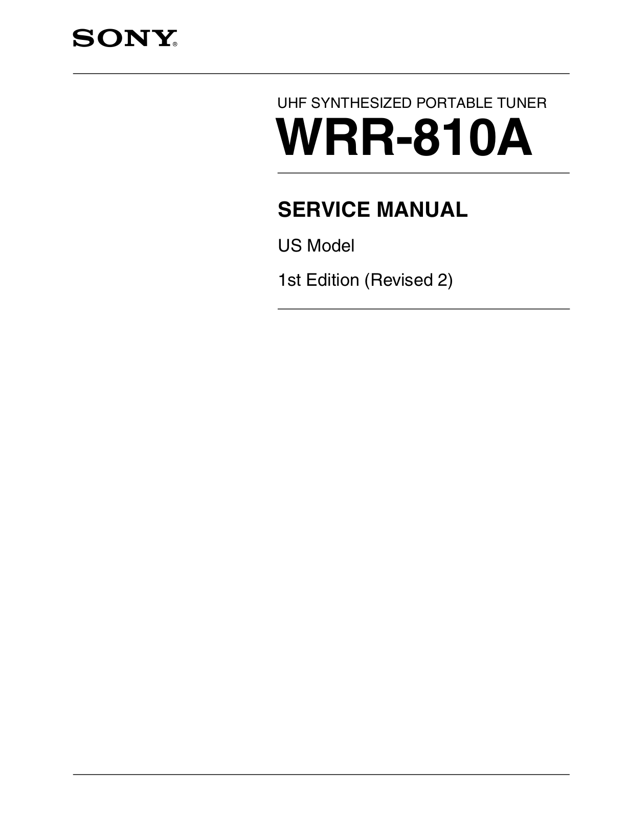 Sony WRR-810-A Service manual