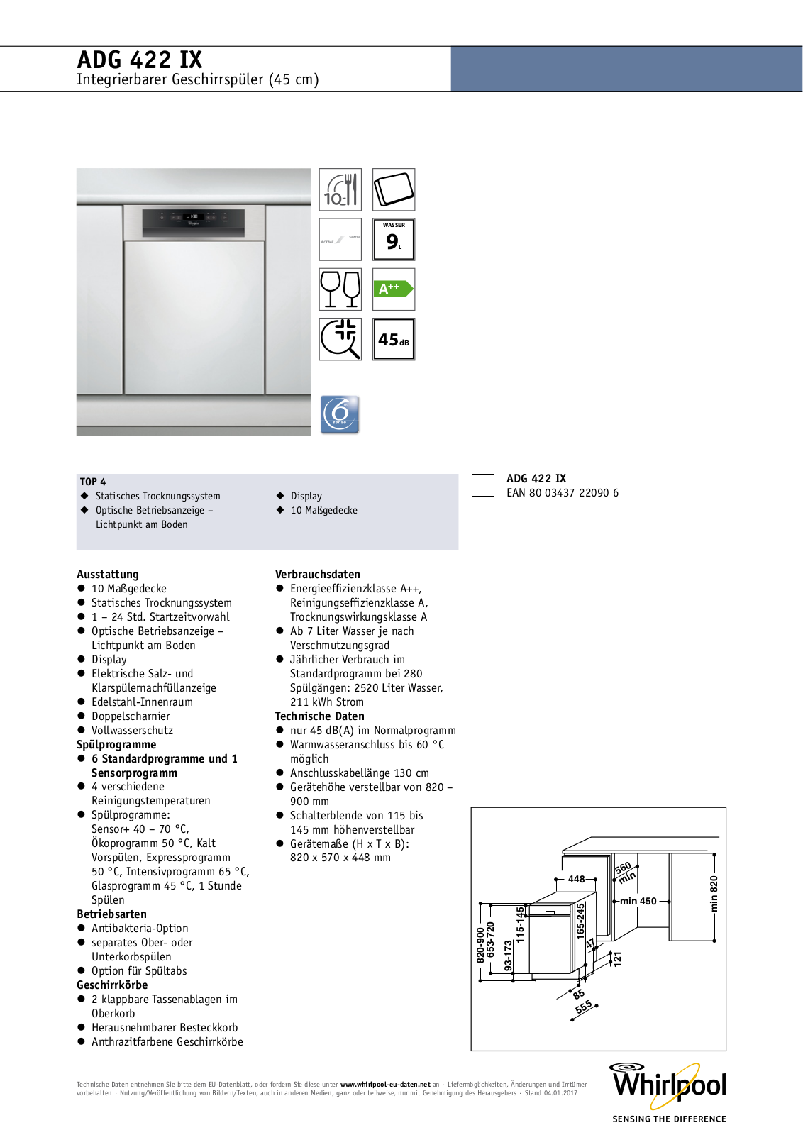 Whirlpool ADG 422 IX User Manual