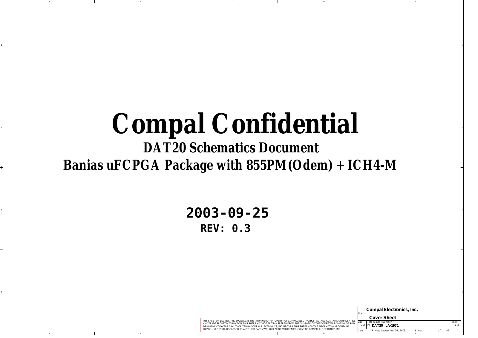 Compal LA-1971 DAT20, A500G, A500, E600 Schematic