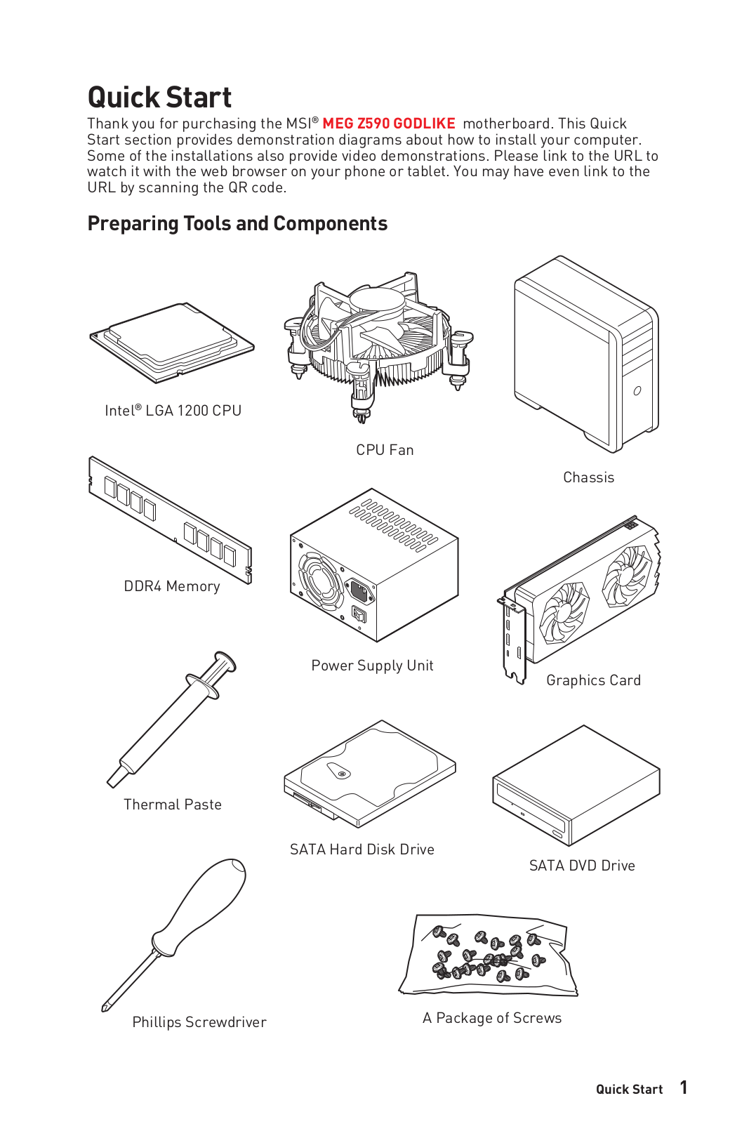 MSI MEG Z590 Quick Start Guide